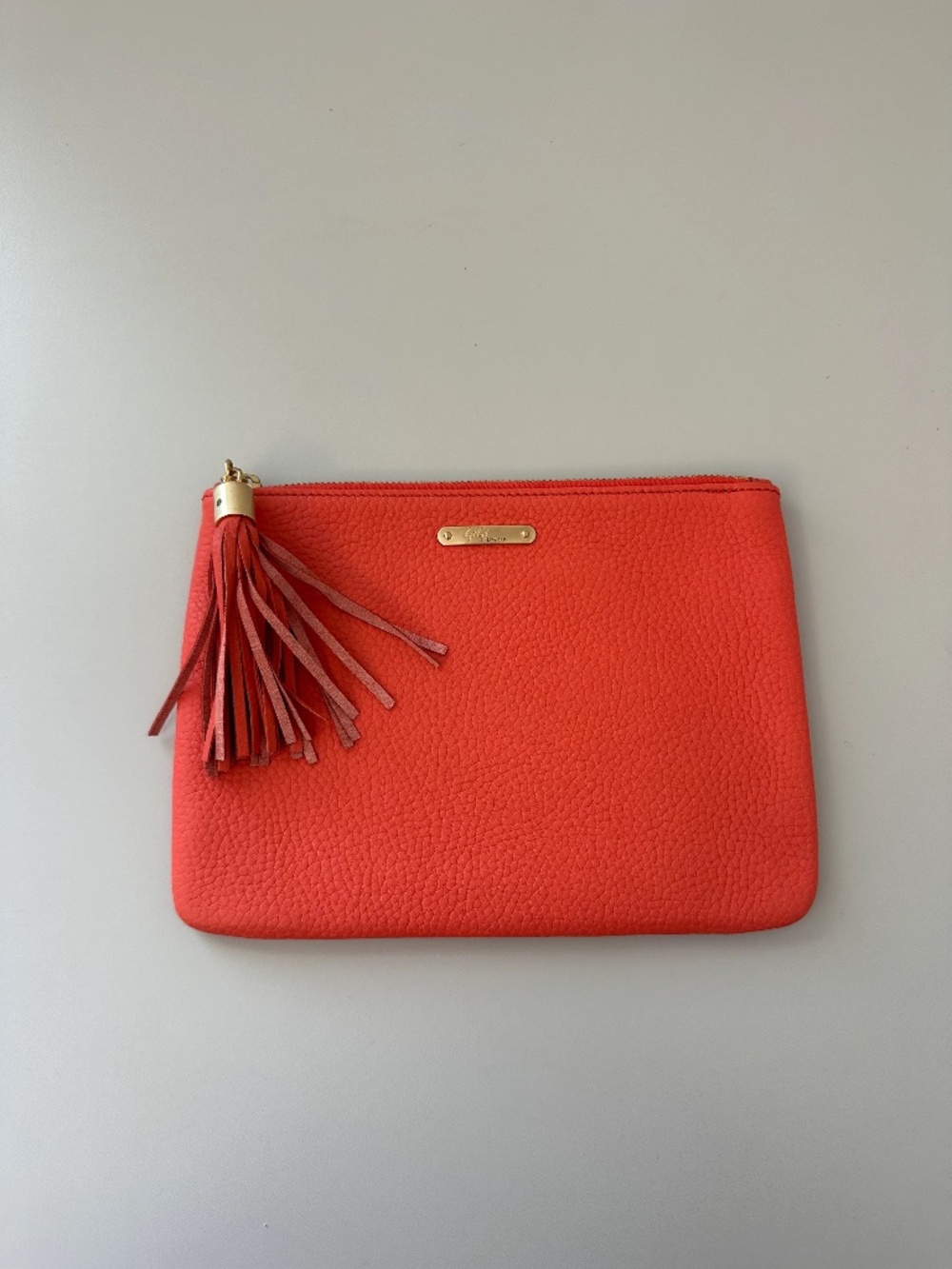 GiGi New York Uber Clutch in Coral Pebbled Leather
